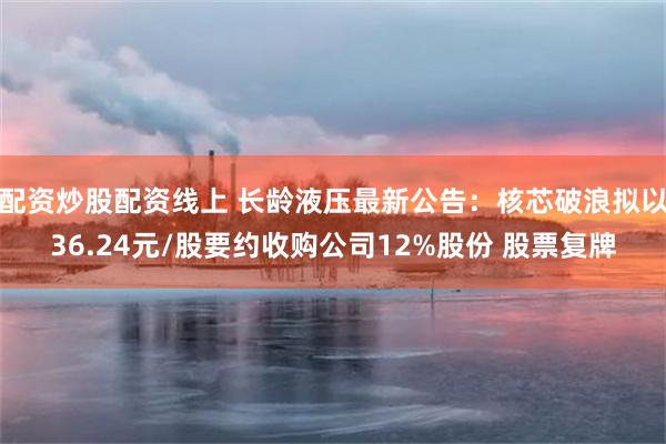配资炒股配资线上 长龄液压最新公告：核芯破浪拟以36.24元/股要约收购公司12%股份 股票复牌