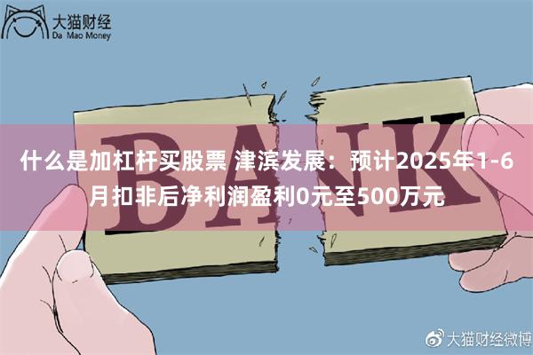 什么是加杠杆买股票 津滨发展：预计2025年1-6月扣非后净利润盈利0元至500万元