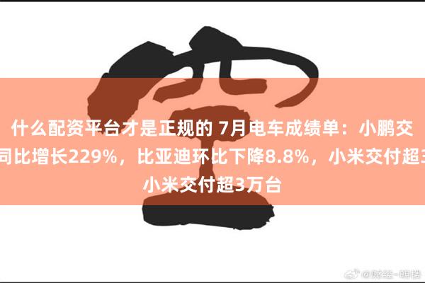 什么配资平台才是正规的 7月电车成绩单：小鹏交付量同比增长229%，比亚迪环比下降8.8%，小米交付超3万台