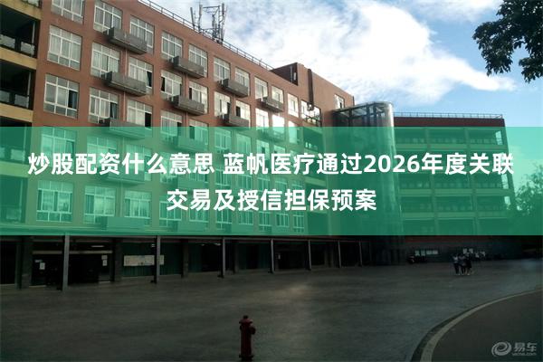 炒股配资什么意思 蓝帆医疗通过2026年度关联交易及授信担保预案