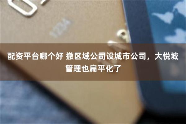 配资平台哪个好 撤区域公司设城市公司，大悦城管理也扁平化了