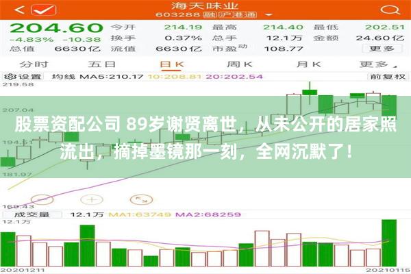 股票资配公司 89岁谢贤离世，从未公开的居家照流出，摘掉墨镜那一刻，全网沉默了！