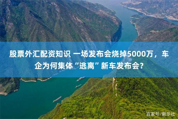 股票外汇配资知识 一场发布会烧掉5000万，车企为何集体“逃离”新车发布会？